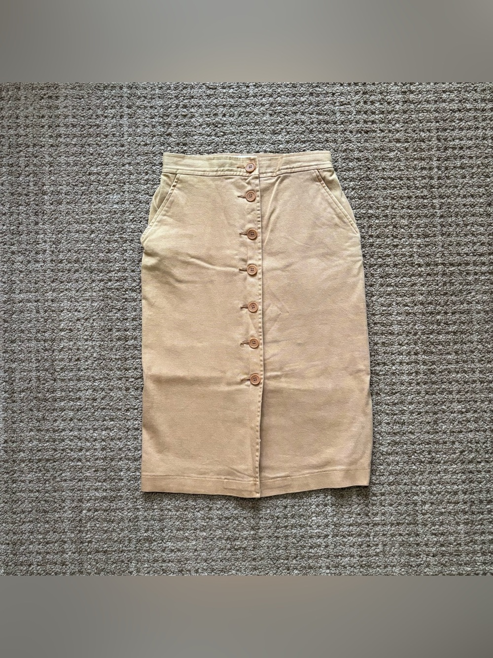 Aritzia Beige Midi Button-up Skirt 4